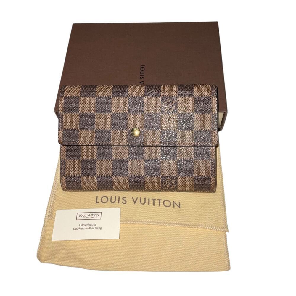 Louis Vuitton Damier Ebene Porte Tresor Wallet W/Box Dust Bag